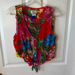 Show Me Your MuMu Red Floral Tie-Front Romper